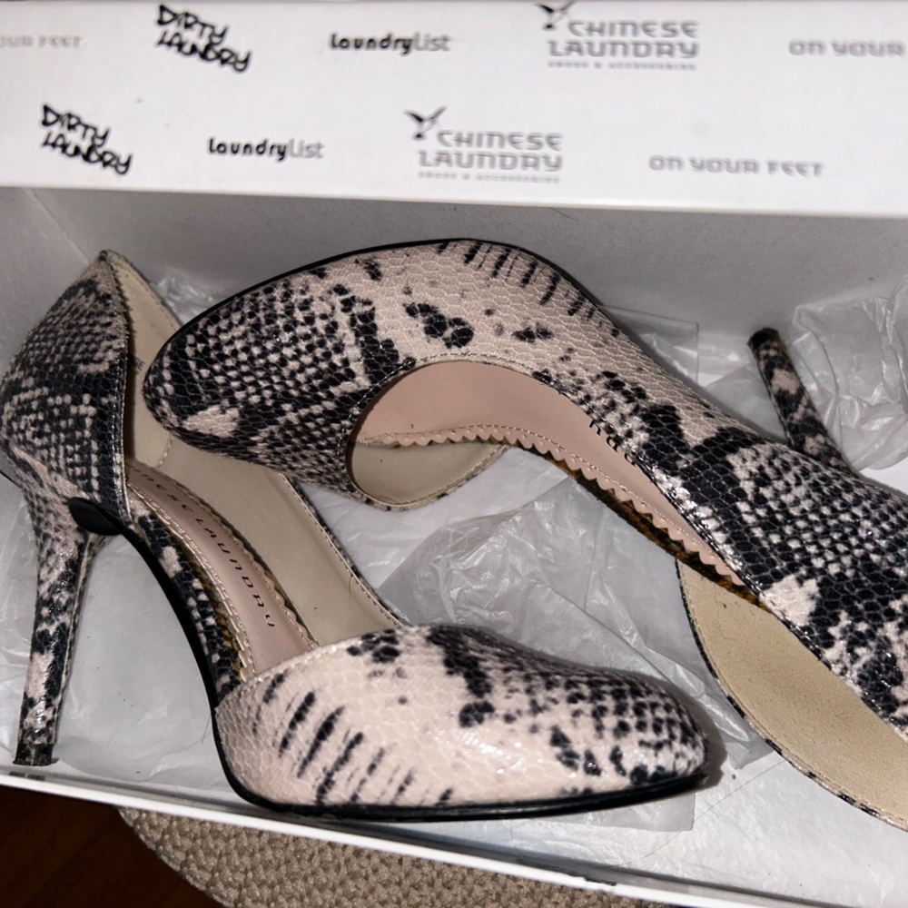 Faux reptile skin heels